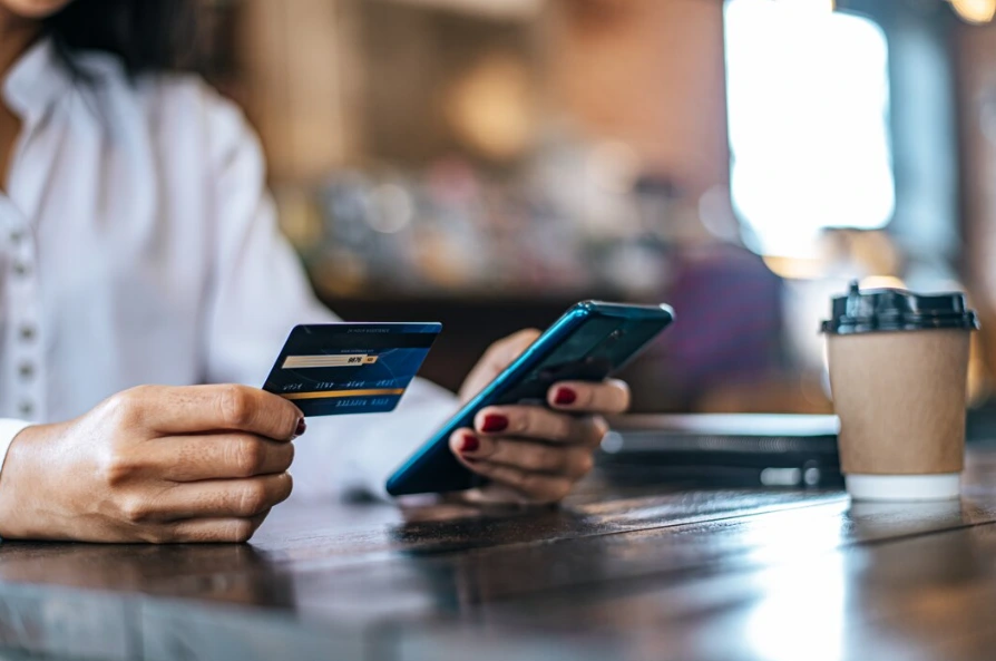Wooman pay with debit card